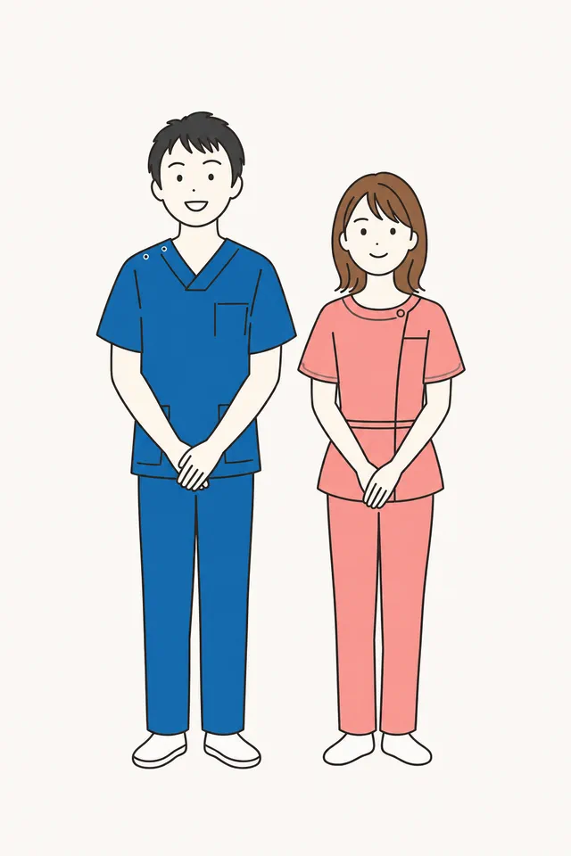 患者さまに寄り添う医師と歯科医師のイラスト
