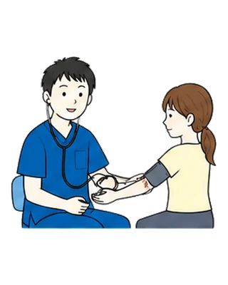 血圧を測定する医師のイラスト