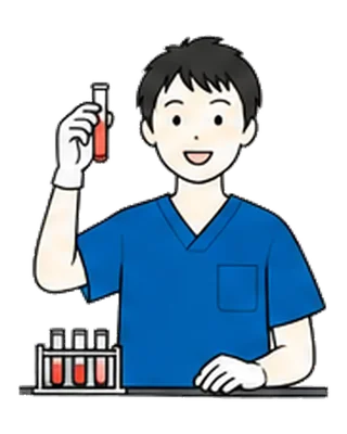 血液検査について説明する医師のイラスト