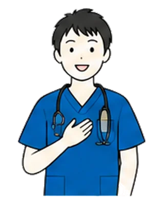 子どもの診察で声をかける医師のイラスト
