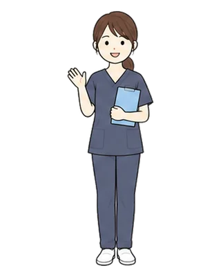 受付で確認する看護師のイラスト
