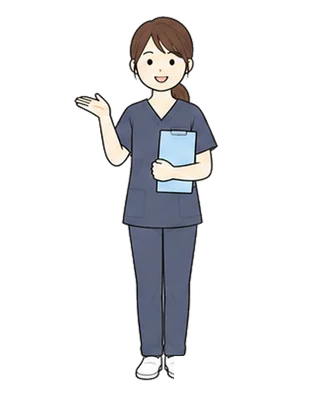 院内を案内する看護師のイラスト