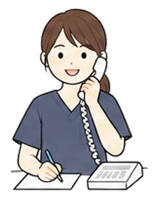 電話で受付する看護師のイラスト